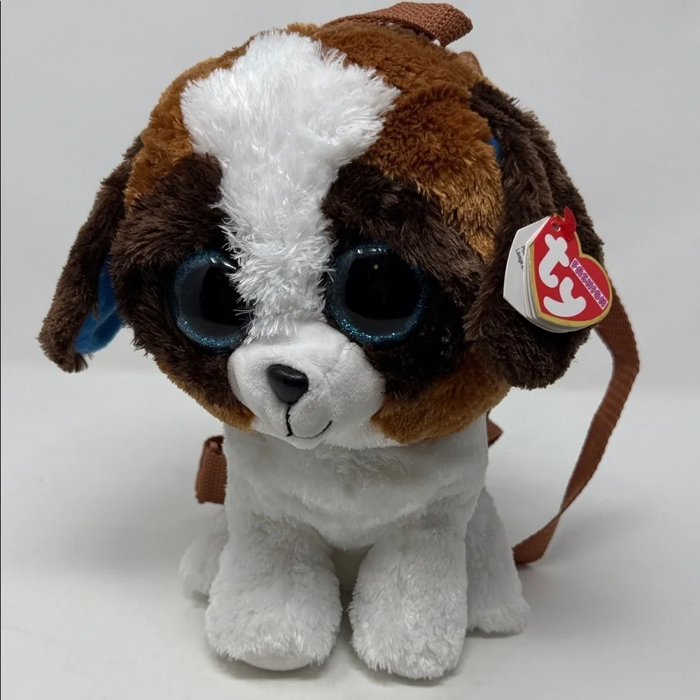 Ty Plush Dog Backpack with Brown and White “Duke” Brand New beanie babies